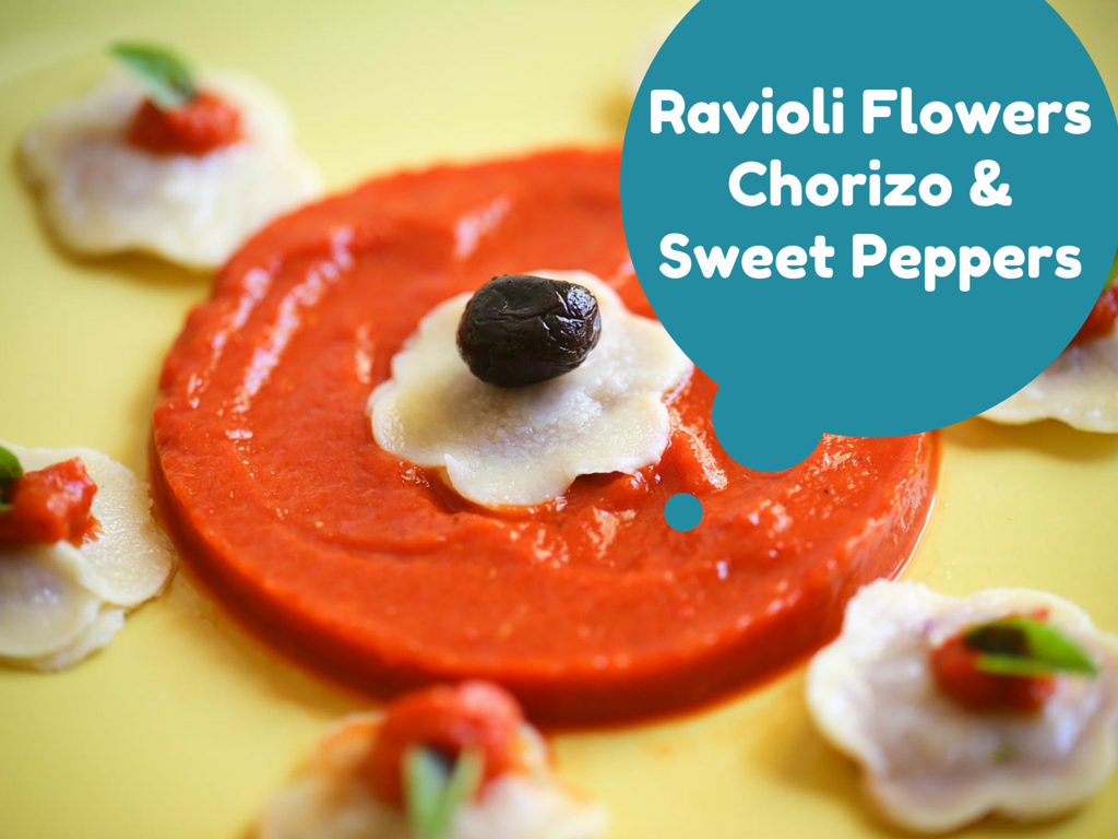 Ravioli Flowers, Chorizo & Sweet Peppers