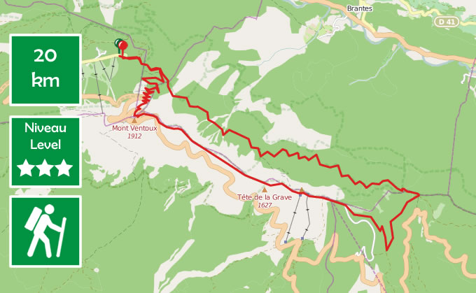 top mount ventoux hike route map