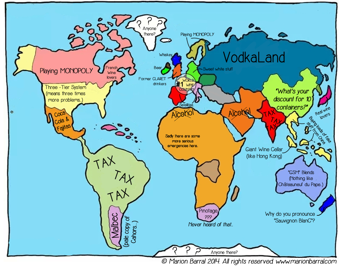 Funny map of the world according to a French Wine Producer & Exporter