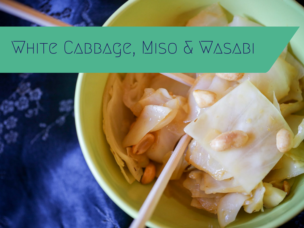 white cabbage with miso and wasabi