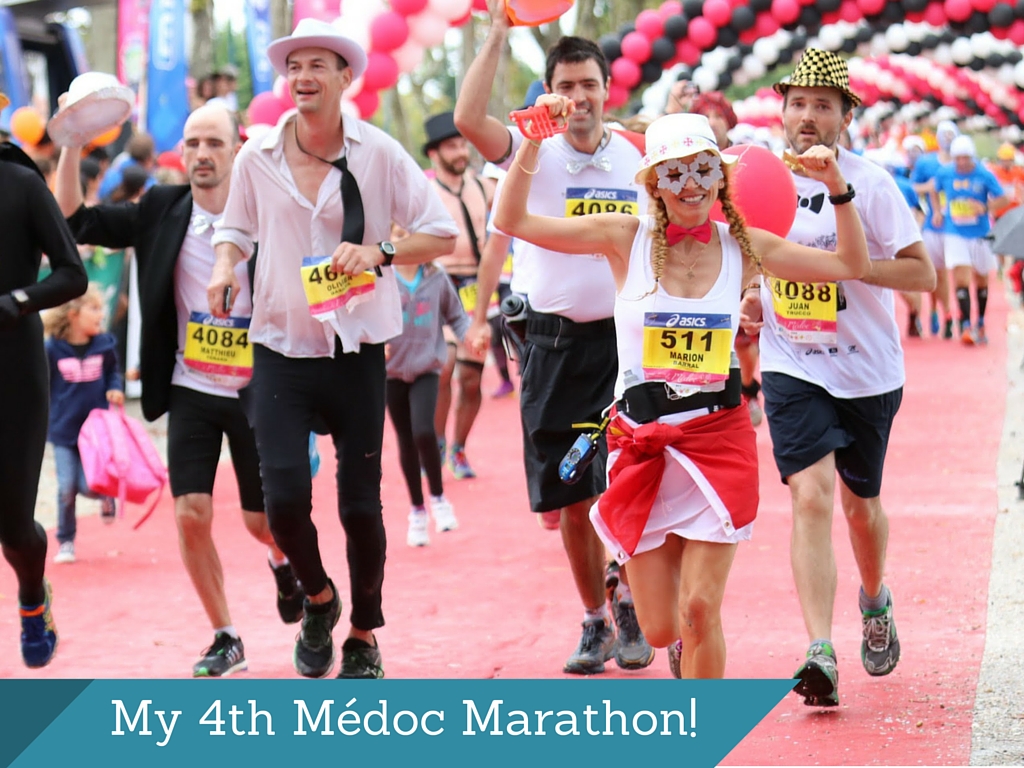 Marion Barral at the finish line of the Médoc Marathon