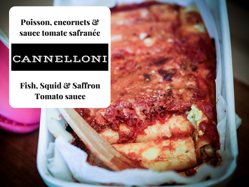 cannelloni au poisson blanc et encornets, sauce tomate safranée - White fish & squid with saffron tomate sauce